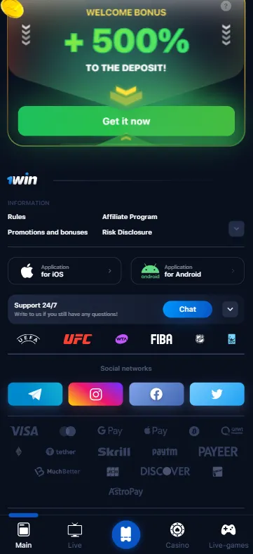 1win côte d'ivoire apk